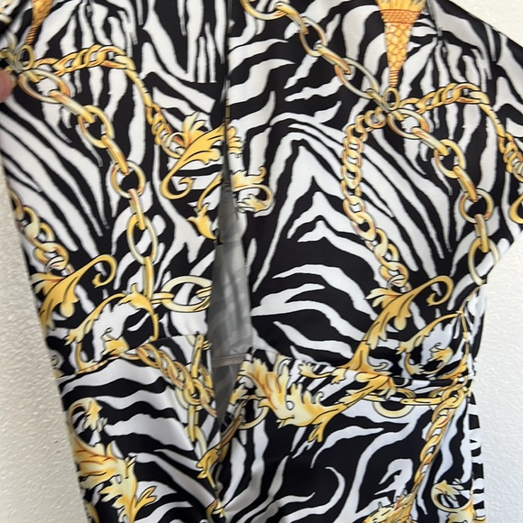 NWOT Zebra Chain Gold  Print Cut Out Halter Maxi Mermaid Dress sz 2XL - Picture 4 of 9